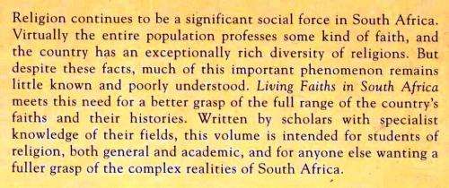 Living Faiths in South Africa  --  Martin Prozesky and John de Gruchy