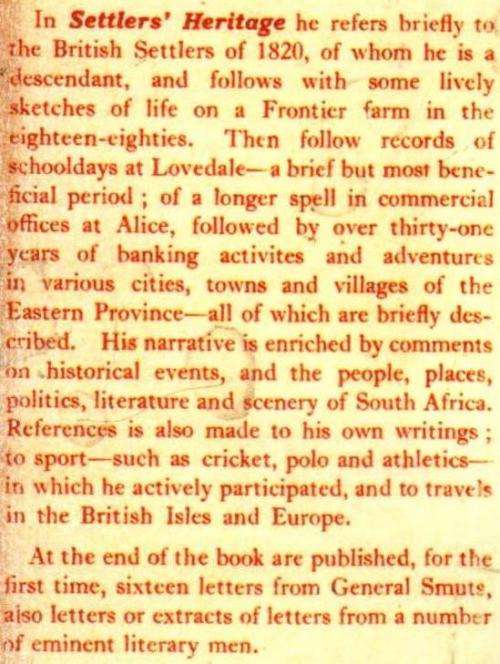 Settlers' Heritage - Francis Carey Slater