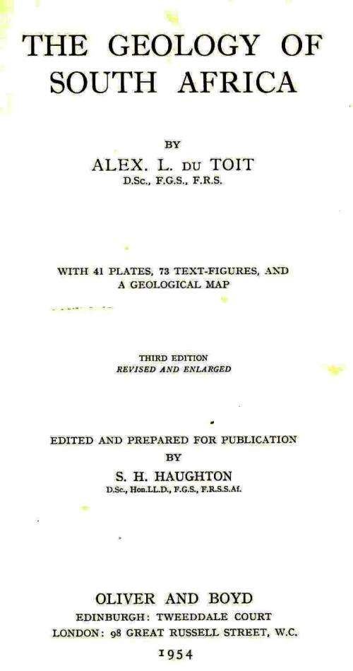 The Geology of South Africa  --  Alex L du Toit