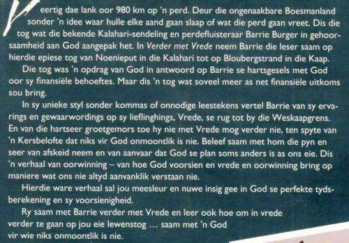 Verder met Vrede  --  Barrie Burger