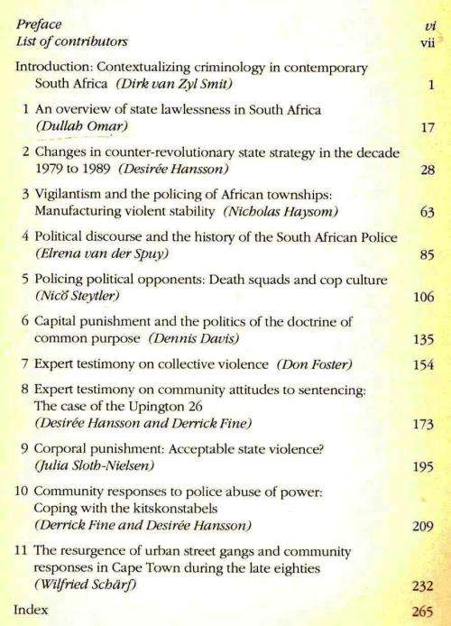 Towards Justice ?  --  Crime and State Control in South Africa