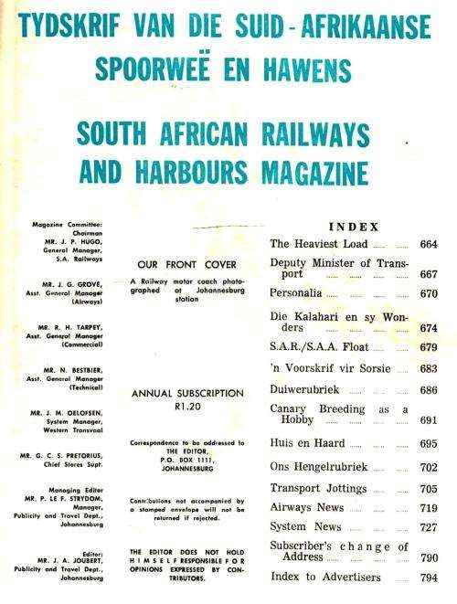 S A R and H Magazine  --  Tydskrif van die S A S en H