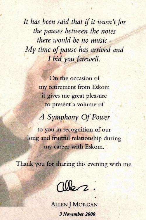 A Symphony of Power -  The Eskom Story   --  Allen J Morgan
