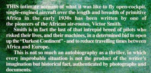 Open Cockpit over Africa  --  Victor Smith  --  Signed