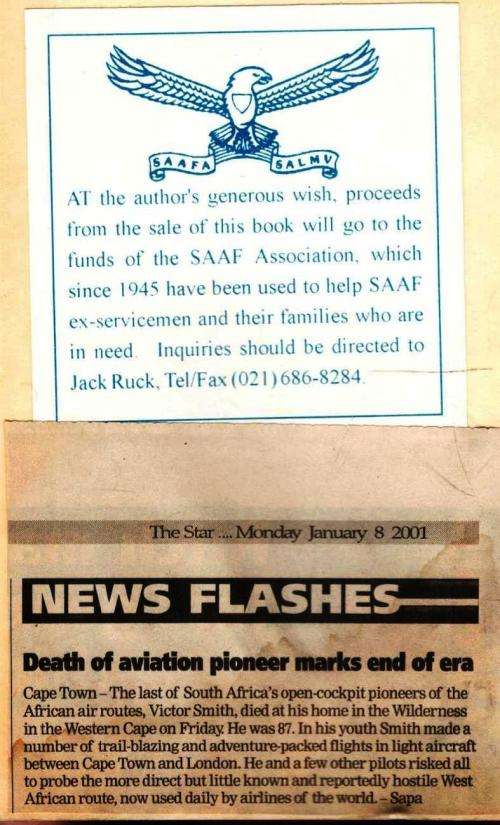 Open Cockpit over Africa  --  Victor Smith  --  Signed