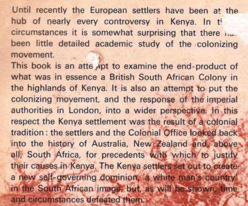 Origins of European Settlement in Kenya  -- M P K Sorrenson