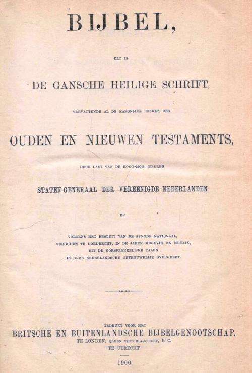 Bybel  -  Staten-Generaal der Vereenigde Nederlanden