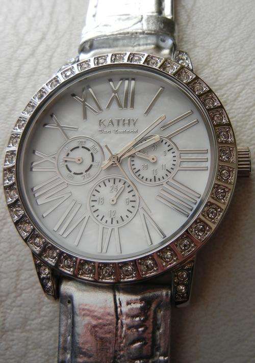 KATHY VAN ZEELAND Crystal Accented Chronograph Ladies Watch