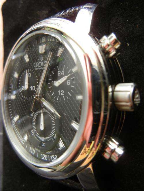 CROTON Classic Black Dial Chronograph Mens Watch