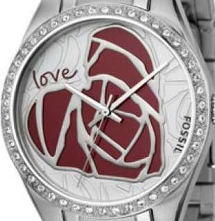 FOSSIL Crystal Accented Love Heart Dial Ladies Watch