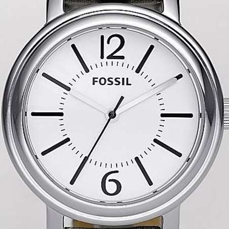 FOSSIL Silver Leather Strap Ladies Watch