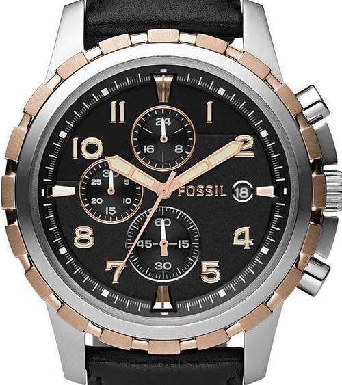 FOSSIL Dean Rose Gold Accented Chronograph Mens Watch