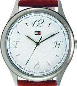 TOMMY HILFIGER White Dial Red Leather Ladies Watch
