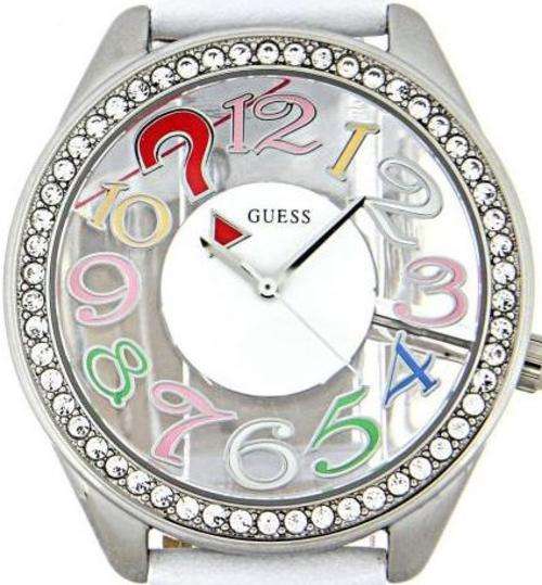 GUESS Crystal Accented Large Transparent Dial Ladies Watch