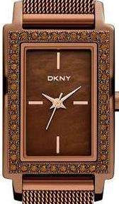 DKNY Crystal Accented Brown Mesh Band Ladies Watch