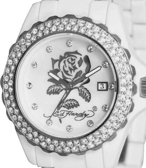 ED HARDY Dulcet Rose Crystal Accented Large Dial Ladies Watch