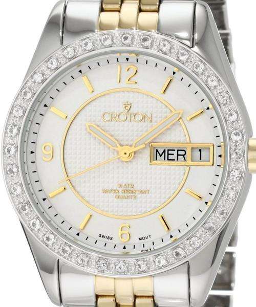 CROTON Topaz Encrusted Swiss Quartz Ladies Watch