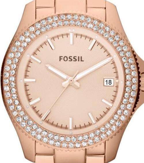 FOSSIL Crystal Accented Rose Gold Ladies Watch