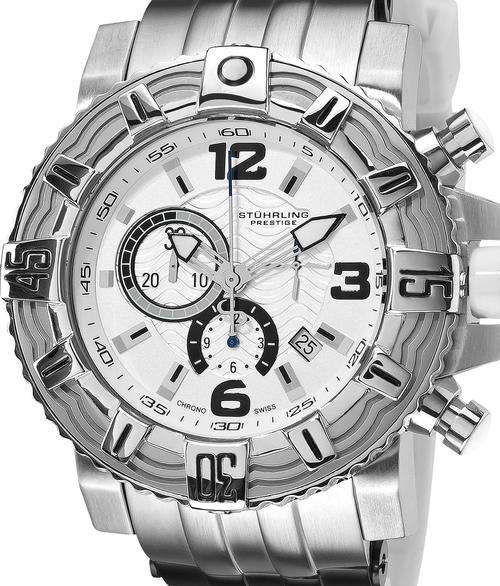 STUHRLING Prestige Marine Pro Swiss Chrono Oversized Mens Watch
