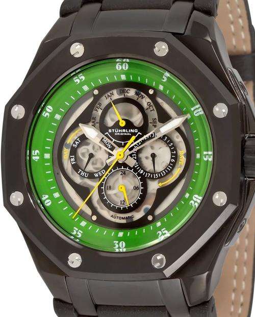 STUHRLING Nemo Green Calendar Automatic Oversized Mens Watch