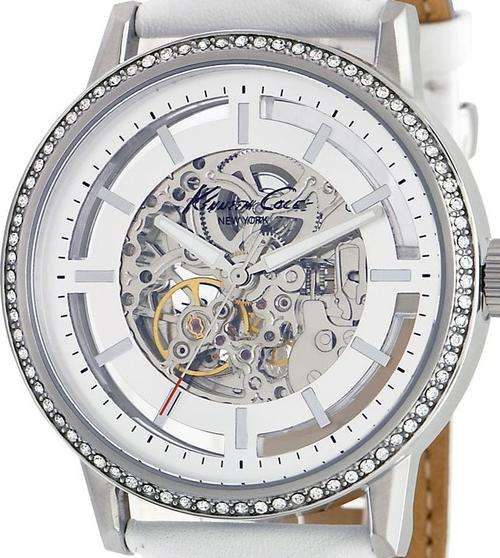KENNETH COLE Crystal Accented Skeleton Automatic Oversized Ladies Watch