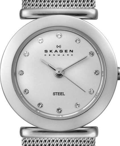 Authentic SKAGEN Denmark Ultra Slim Crystal Accented Ladies Watch