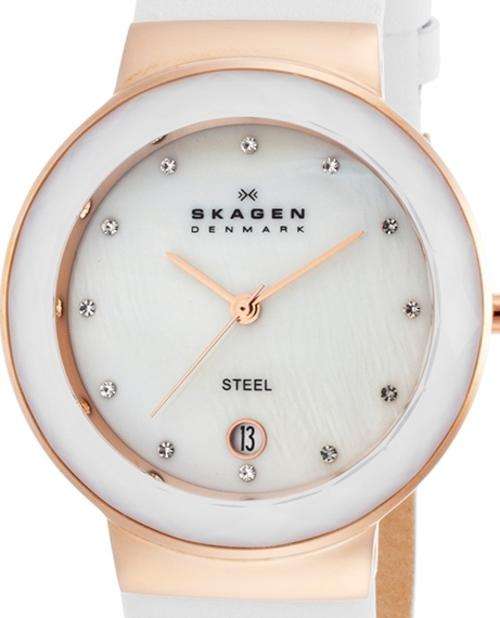 SKAGEN Denmark Ultra Slim Rose Gold Mother Of Pearl Ladies Watch