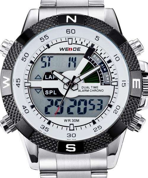 WEIDE Dual Time Alarm Chronograph Oversized Mens Watch - Brand New