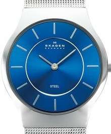 Authentic SKAGEN Denmark Ultra Slim Blue Dial Mesh Band Mens Watch