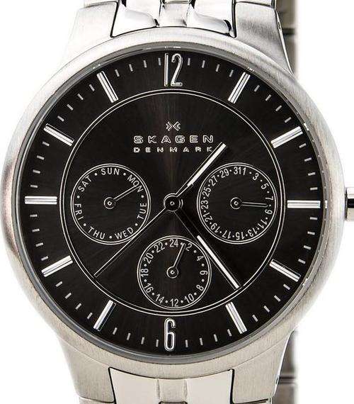 SKAGEN Denmark Stainless Steel Gunmetal Dial Multifunction Mens Watch