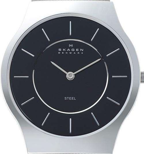 Authentic SKAGEN Denmark Ultra Slim Black Leather Mens Watch