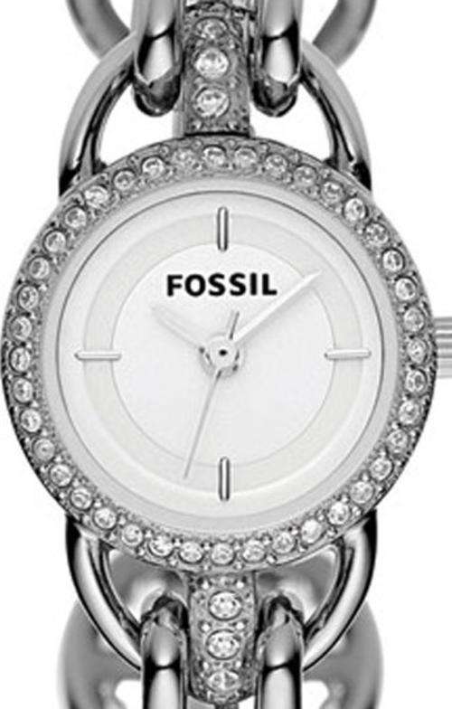Authentic FOSSIL Swarovski Crystal Accented Stainless Steel Ladies Bracelet Watch