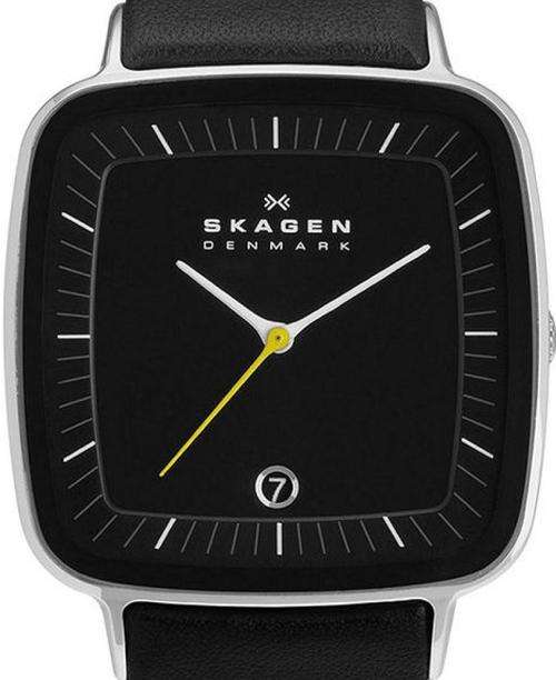Authentic SKAGEN Denmark Hiromichi Konno Ultra Slim Black Leather Mens Watch