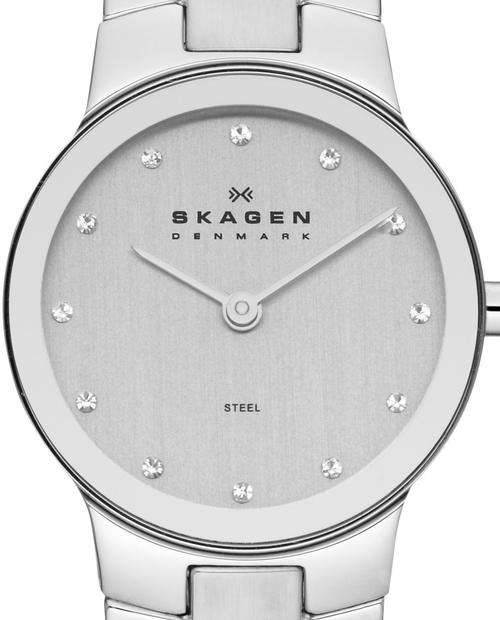 Authentic SKAGEN Denmark Ultra Slim Crystal Accented Ladies Watch
