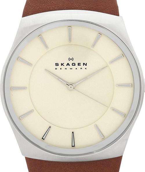 Authentic SKAGEN Denmark Ultra Slim Leather Band Mens Watch