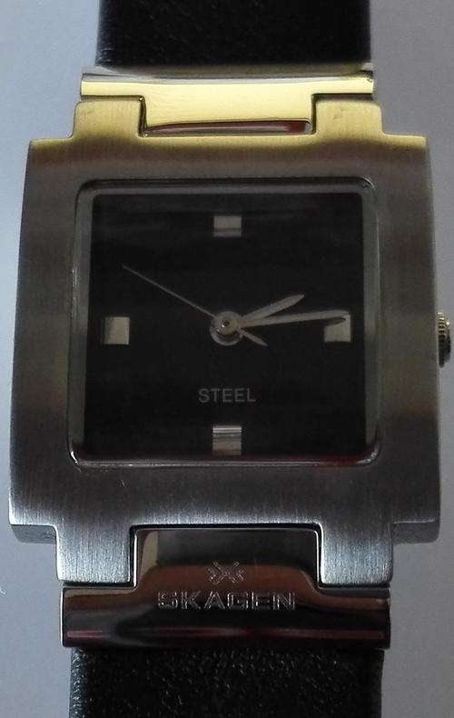 Authentic SKAGEN Denmark Black Leather Ladies Watch