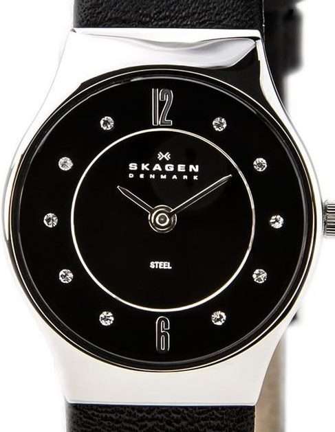 Authentic SKAGEN Denmark Ultra Slim Crystal Accented Titanium Ladies Watch