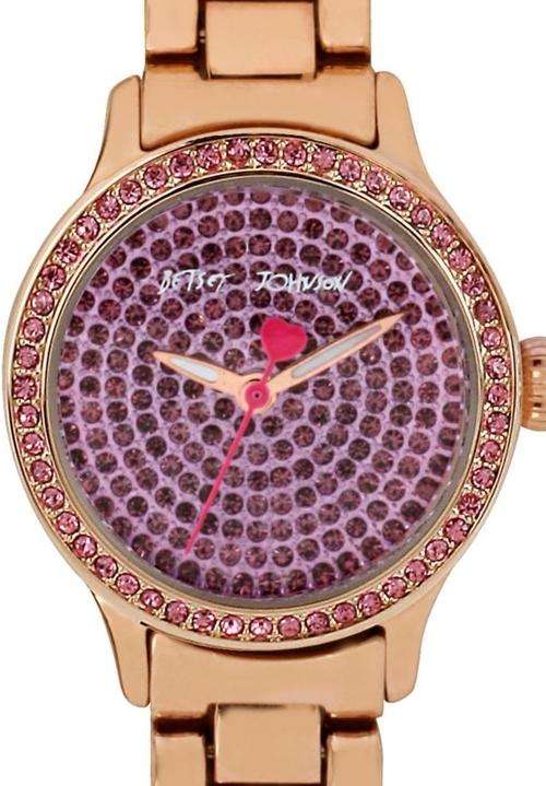Authentic BETSEY JOHNSON Pink Crystal Accented Ladies Watch