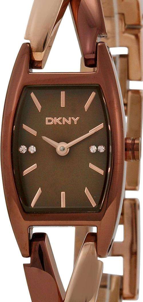Authentic DKNY Crystal Accented Brown Mother Of Pearl Ladies Watch