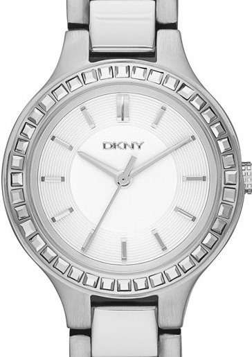 Authentic DKNY Crystal Accented Stainless Steel Ladies Watch