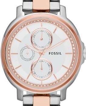Authentic FOSSIL Chelsey Crystal Accented Two Tone Multifunction Ladies Watch