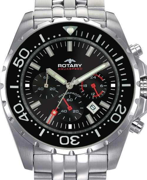 Authentic ROTARY Aquaspeed Stainless Steel Chronograph Mens Watch