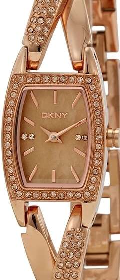 Authentic DKNY Crossover Crystal Accented Rose Gold Ladies Watch