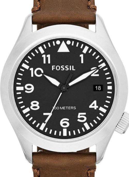 Authentic FOSSIL Aeroflite Brown Leather Mens Watch