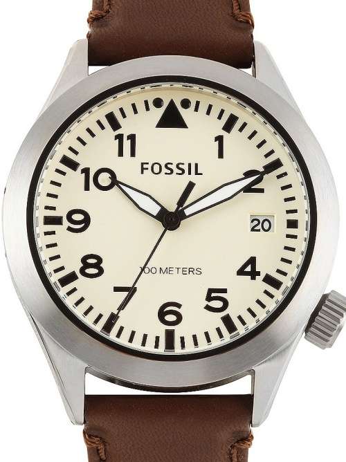 Authentic FOSSIL Aeroflite Brown Leather Mens Watch