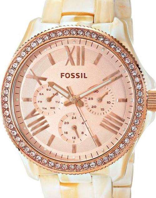 Authentic FOSSIL Cecile Crystal Accented Rose Gold Multifunction Ladies Watch
