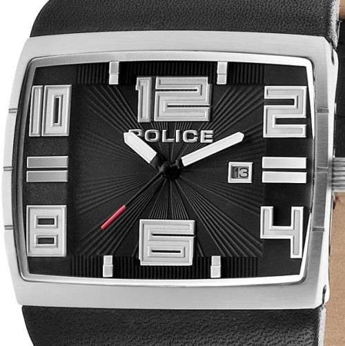 Authentic POLICE Vision Black Leather Mens Watch