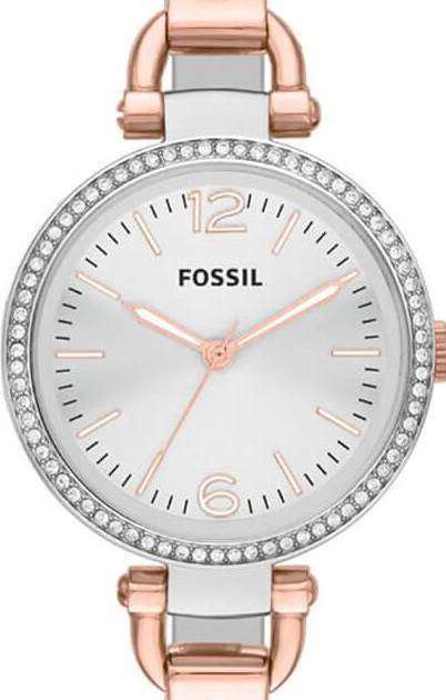Authentic FOSSIL Georgia Crystal Accented Two Tone Stainless Steel Ladies Watch
