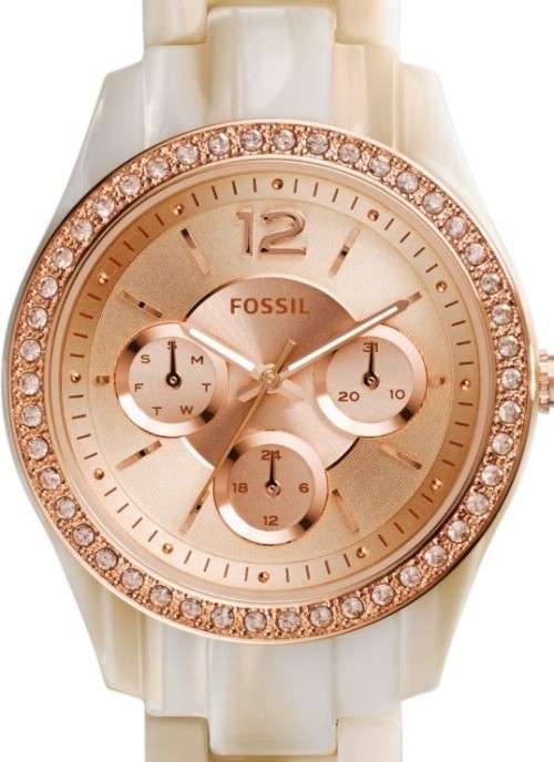 Authentic FOSSIL Stella Crystal Accented Multifunction Ladies Watch