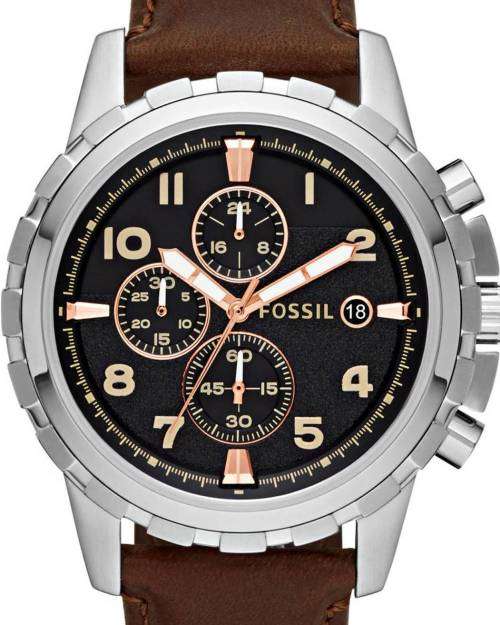 Authentic FOSSIL Dean Brown Leather Chronograph Mens Watch